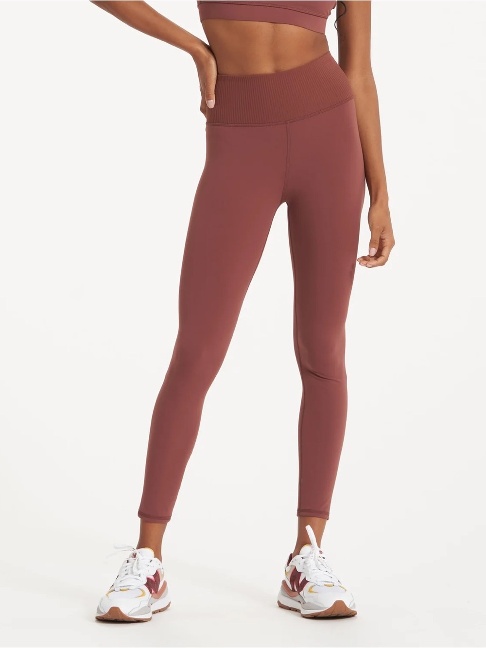 Vuori High-Waist Ribbed Seamless Leggings in Rose